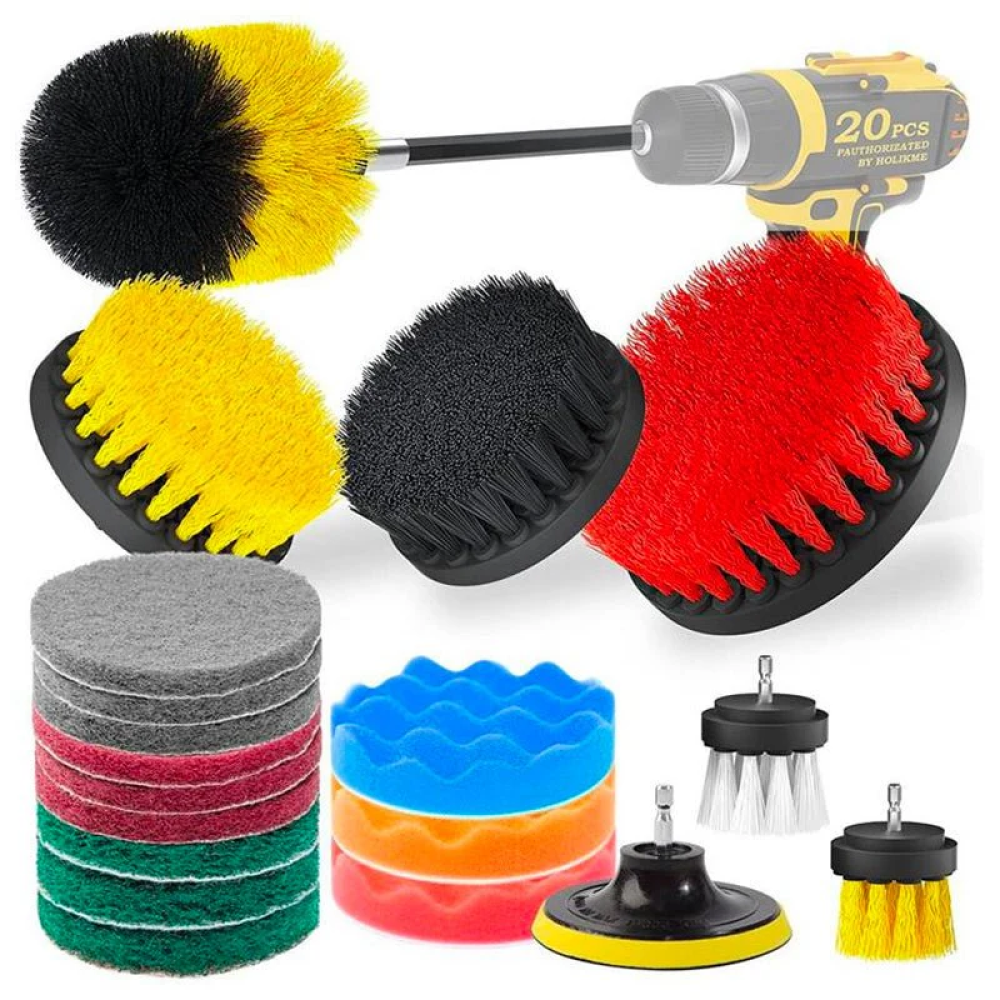 Set 20 Pcs Limpieza Auto Cepillo Taladro